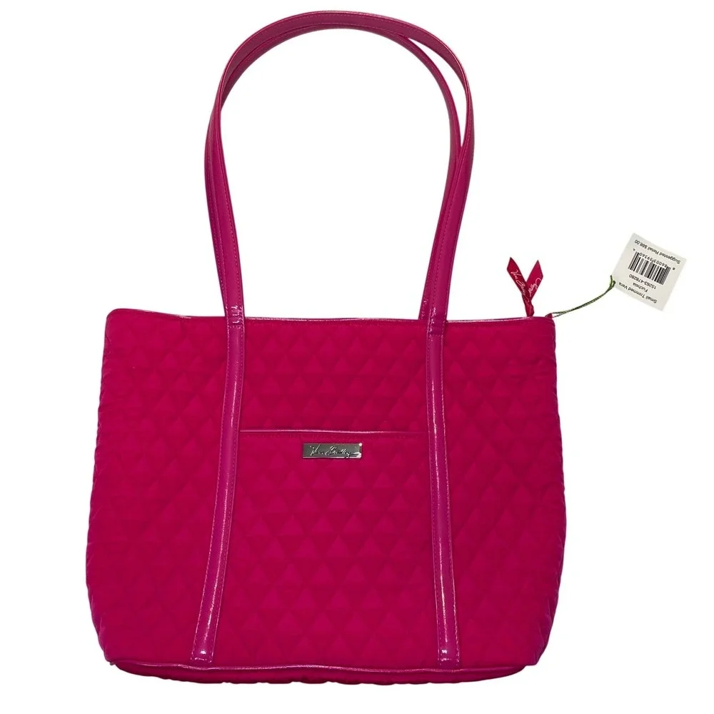 Vera Bradley Small Trimmed Vera Tote Bag Fuchsia Pink Quilted NWT